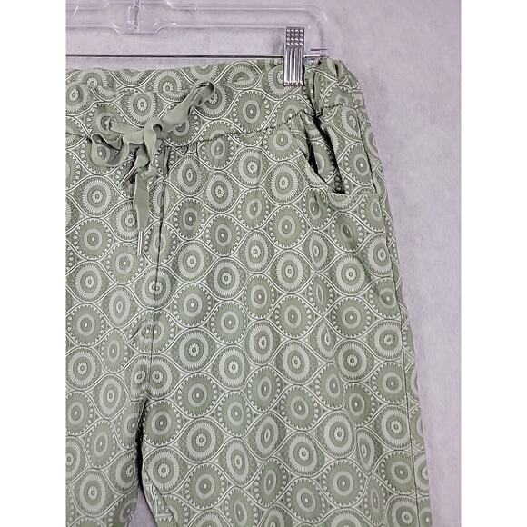 Vinti 6 Italy Green Geometric Elastic Waist Pull On Jogger Pants Medium Stretch - Picture 4 of 12